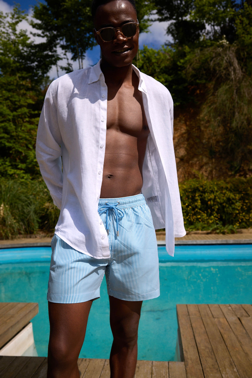 Blue Striped Swim Short
