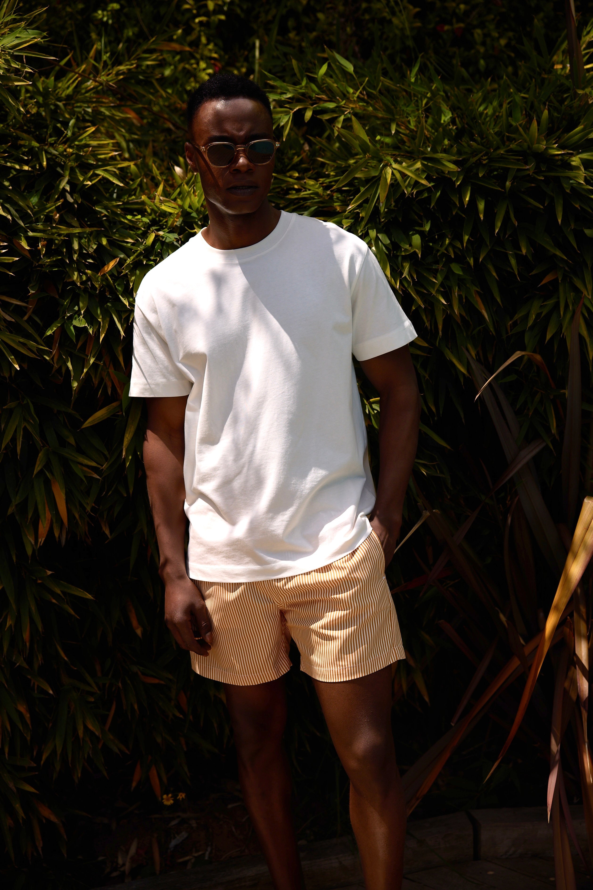 Mustard Striped Swim Short