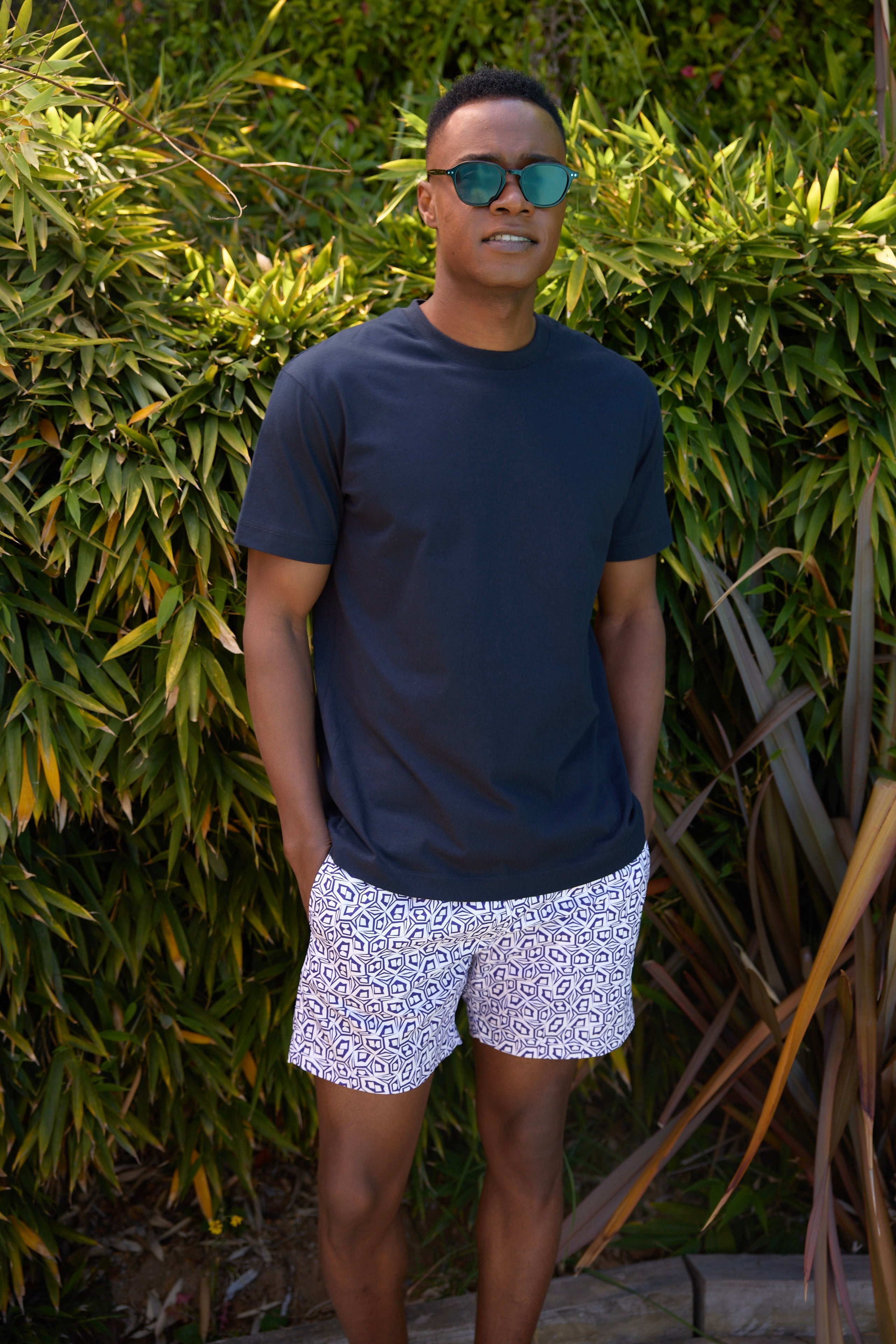 Blue Geometric Swim Short