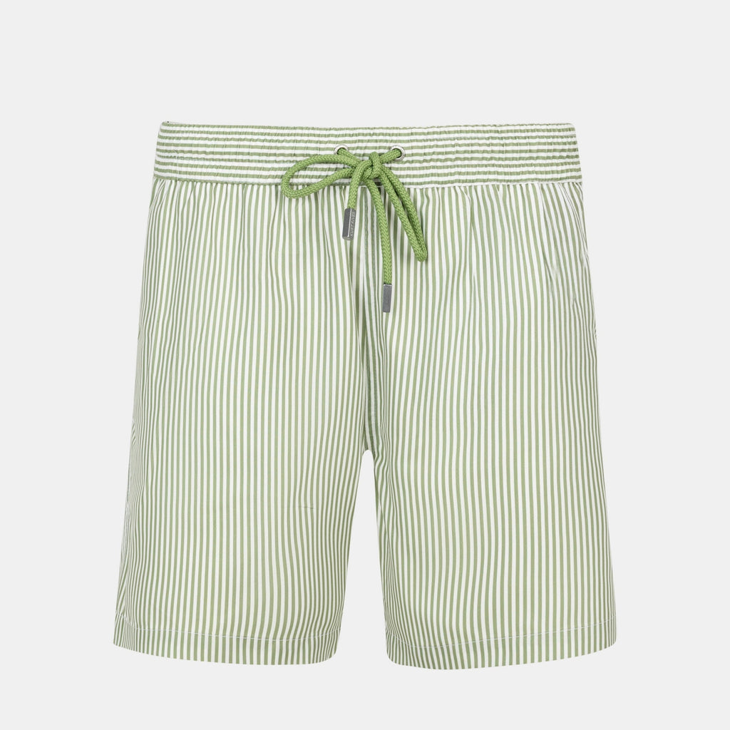 Green Striped Swim Short